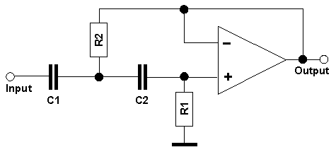 Highpass with Sallen-Key-circuit, gain 0 dB