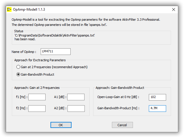 Extracting opamp parameters from the
gain-bandwidth product