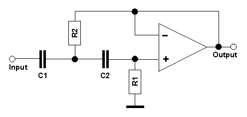 Hochpass mit Sallen-Key-Struktur, Verstärkung 0 dB