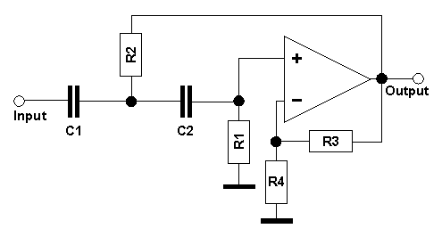 Hochpass mit Sallen-Key-Struktur, Verstärkung > 0 dB