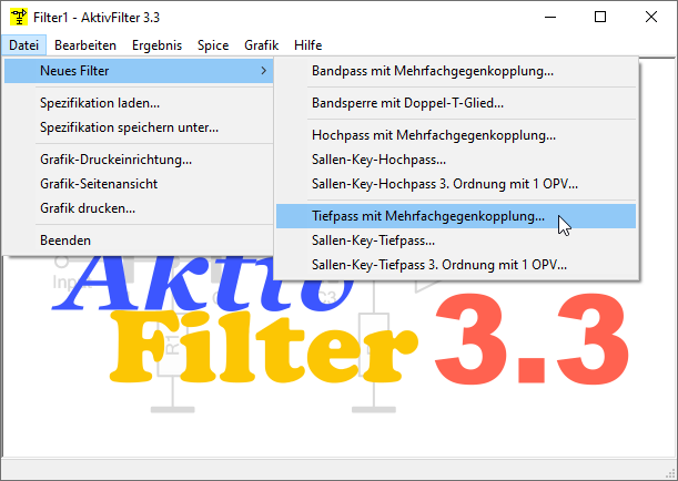 Ein neues Tiefpassfilter mit AktivFilter 3.3 entwerfen