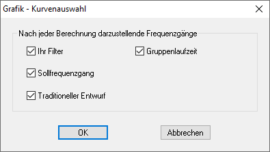 Grafik-Optionen, hier aktivieren Sie die Darstellung der Gruppenlaufzeit