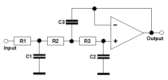 Sallen-Key-Tiefpassfilter 3. Ordnung mit 1 OPV