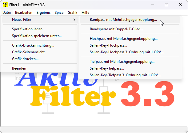 Bandpassfilter mit AktivFilter 3.3 unter Windows 11 entwerfen